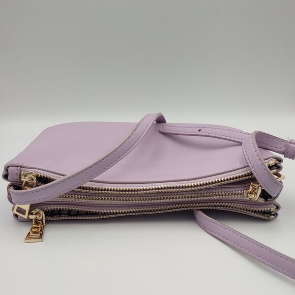 Urban Expressions Vegan Certified Lilac Crossbody Tri-Zip Purse - Picture 3 of 4